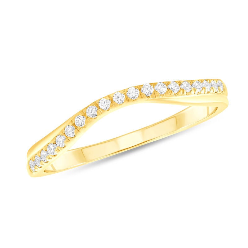Round Diamond 1/6ctw. Polished Edge Contour Wedding Ring in 10k Yellow Gold image number null
